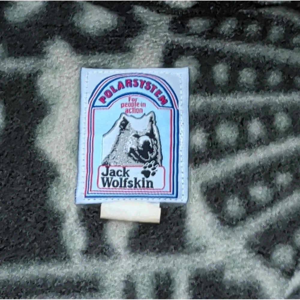 Vntg Jack Wolfskin Native Aztec Pullover 1/2 Zip Fleece Sz L USA Patagonia Vibes